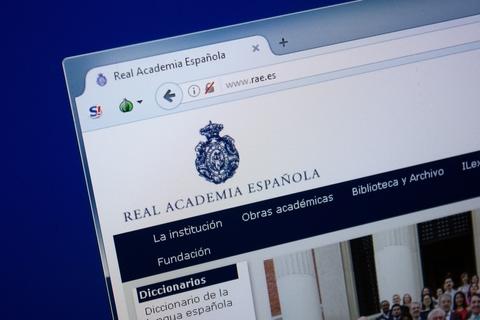 Captura de pantalla del sitio web de la Real Academia Española.