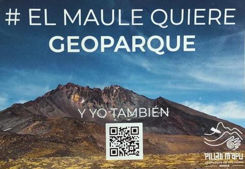 Cartel que promueve la creación de un geoparque en la región del Maule.