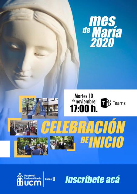 Cartel informativo sobre la celebración del Mes de María 2020.