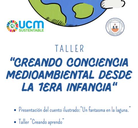 El cartel promociona un taller sobre concienciación medioambiental dirigido a la primera infancia.