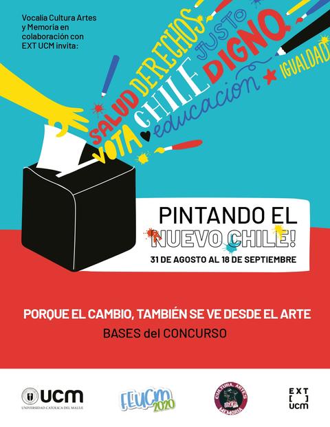 Un cartel que promociona un concurso artístico relacionado con el voto y la participación en Chile.