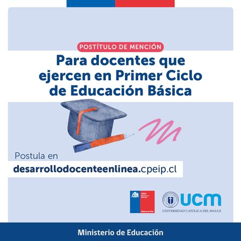 Anuncio sobre un postítulo para docentes en educación básica.