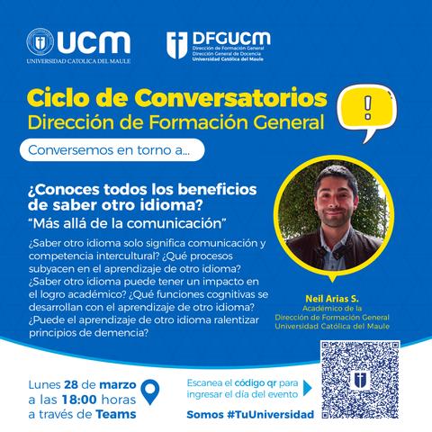 Imagen promocional de un ciclo de conversatorios sobre la importancia de aprender otro idioma.