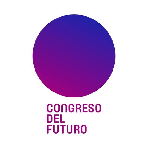 Logo del Congreso del Futuro que presenta un círculo degradado en tonos morados y el texto en letras mayúsculas.