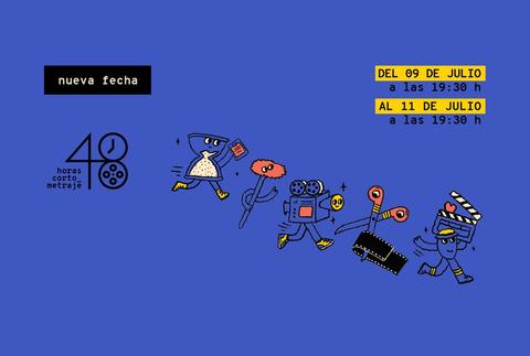 Anuncio de un evento de cortometrajes con fechas y horarios específicos.
