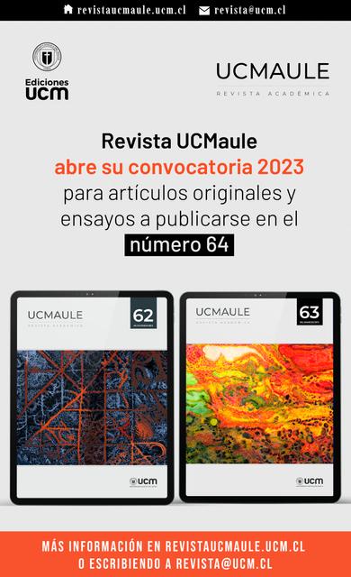 Anuncio de la apertura de convocatoria para artículos y ensayos en la revista académica UCMAULE.