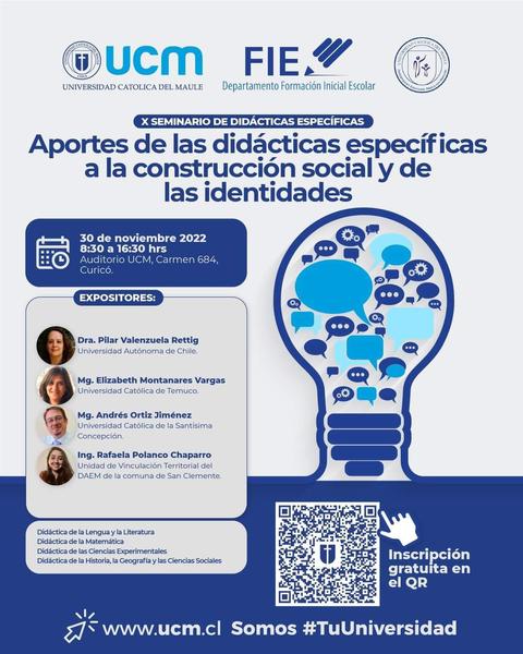 Cartel que anuncia un seminario sobre didácticas específicas y construcción social de identidades.