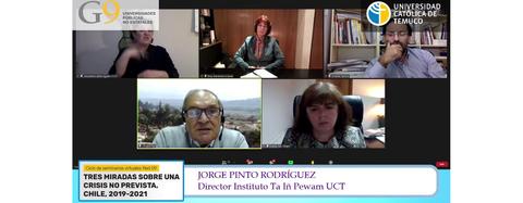 La imagen muestra una reunión virtual con varias personas participando en un formato de videoconferencia.