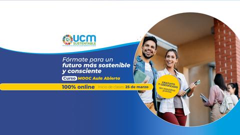 Anuncio de un curso MOOC sobre sostenibilidad y conciencia disponible online.