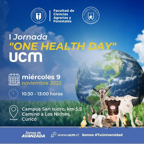 Cartel de la I Jornada 'One Health Day' organizada por la Facultad de Ciencias Agrarias y Forestales de la UCM.