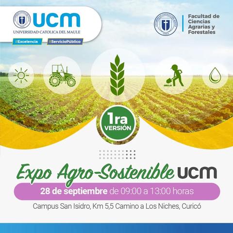 Anuncio sobre la Expo Agro-Sostenible de la Universidad Católica del Maule.