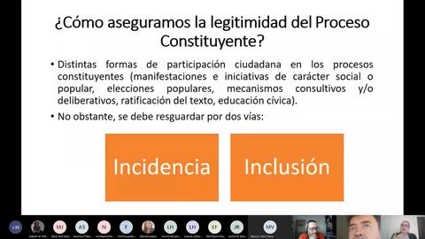 La imagen presenta un texto sobre la legitimidad del Proceso Constituyente y formas de participación ciudadana.