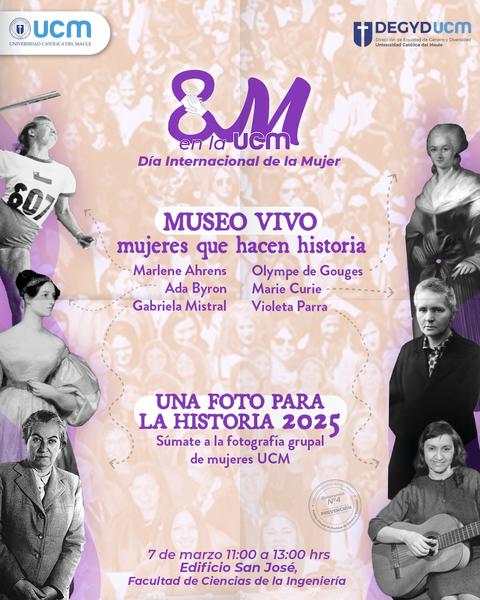 Celebramos el Día Internacional de la Mujer en la UCM destacando a mujeres influyentes en la historia chilena.