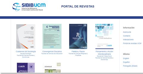 Página web que muestra un portal de revistas académicas con diversos títulos destacados.