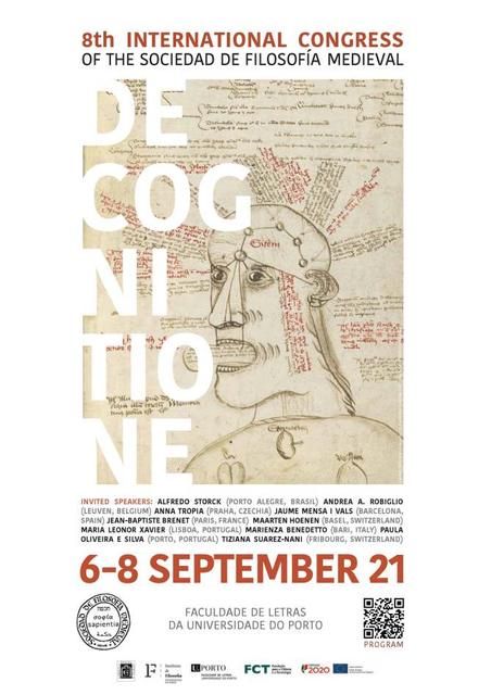 Cartel del 8º Congreso Internacional de la Sociedad de Filosofía Medieval, que se llevará a cabo del 6 al 8 de septiembre de 2021 en la Facultad de Letras de la Universidad de Porto.