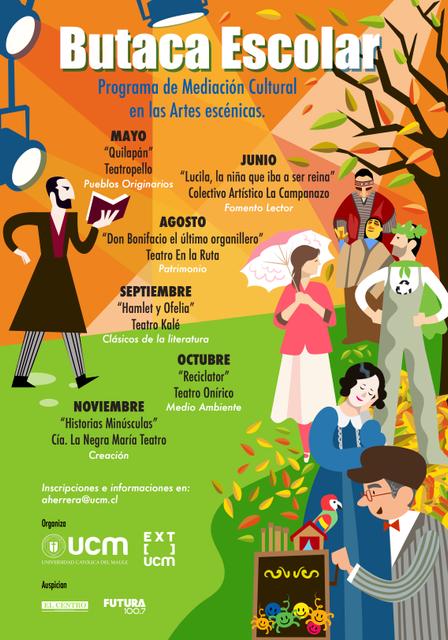 Cartel informativo sobre el programa de mediación cultural 'Butaca Escolar' en las artes escénicas.