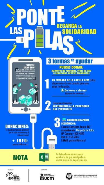 Cartel informativo sobre cómo participar en la recolección de donaciones para ayudar a quienes lo necesitan.