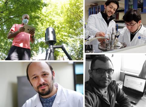 Un grupo de investigadores trabaja en diferentes entornos relacionados con la ciencia y la tecnología.