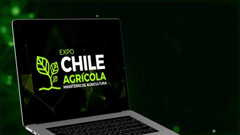Logo de la Expo Chile Agrícola del Ministerio de Agricultura sobre un fondo verde.