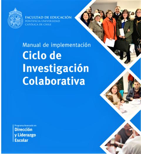 La imagen muestra la portada de un manual sobre el ciclo de investigación colaborativa en un contexto educativo.
