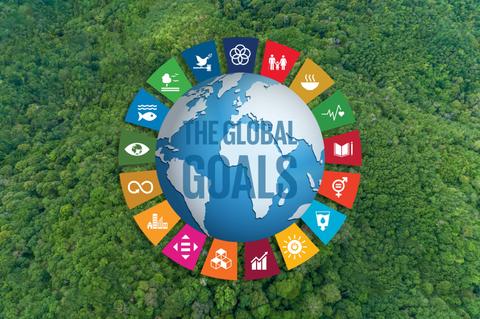El planeta rodeado de íconos que representan los Objetivos de Desarrollo Sostenible.
