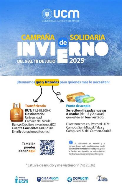 Campaña de recolección de gas y frazadas para quienes lo necesitan en invierno.