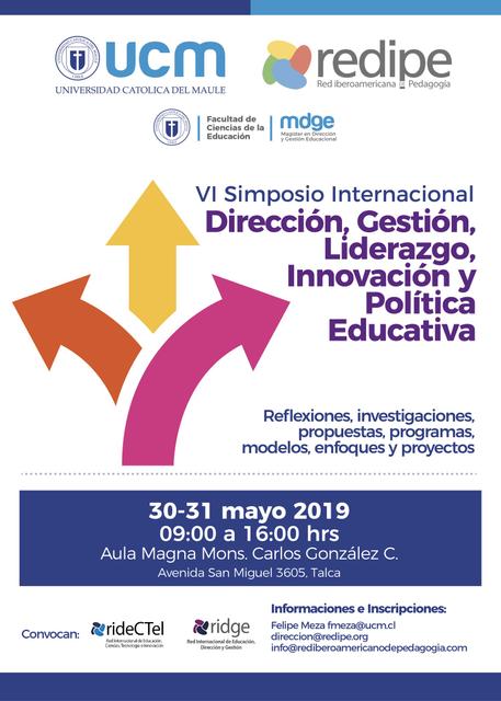 Cartel del VI Simposio Internacional sobre Dirección, Gestión y Política Educativa.