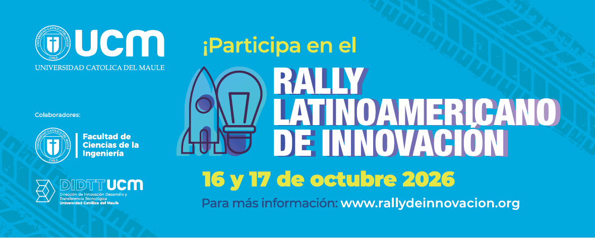 Este banner promociona el Rally Latinoamericano de Innovación que se llevará a cabo en octubre de 2026.