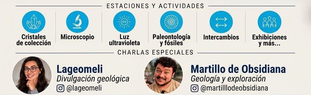 Cartel informativo sobre estaciones y actividades de divulgación geológica.